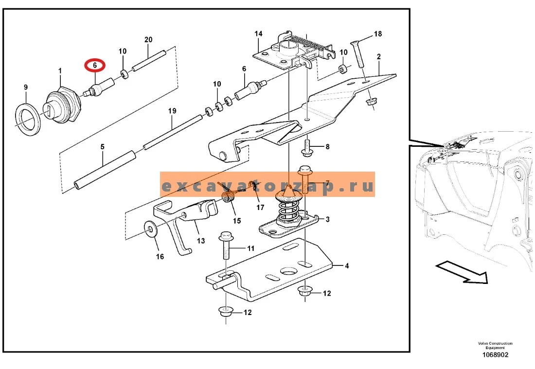 Шарнир VOE15621333 (замка капота) экскаватора погрузчика VOLVO VL61, BL71
