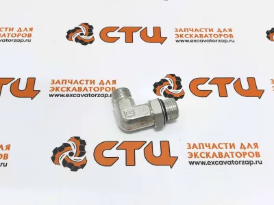Штуцер (уголок) VOE935073 гидролинии фронтального ковша экскаватора погрузчика Volvo BL61, BL71