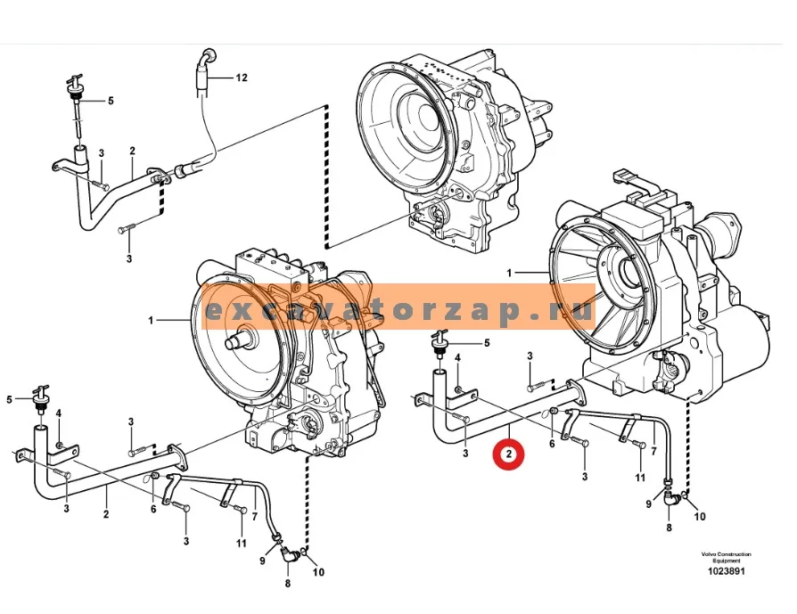 Трубка VOE11888392 маслозаливная КПП экскаватора погрузчика VOLVO BL61, BL71