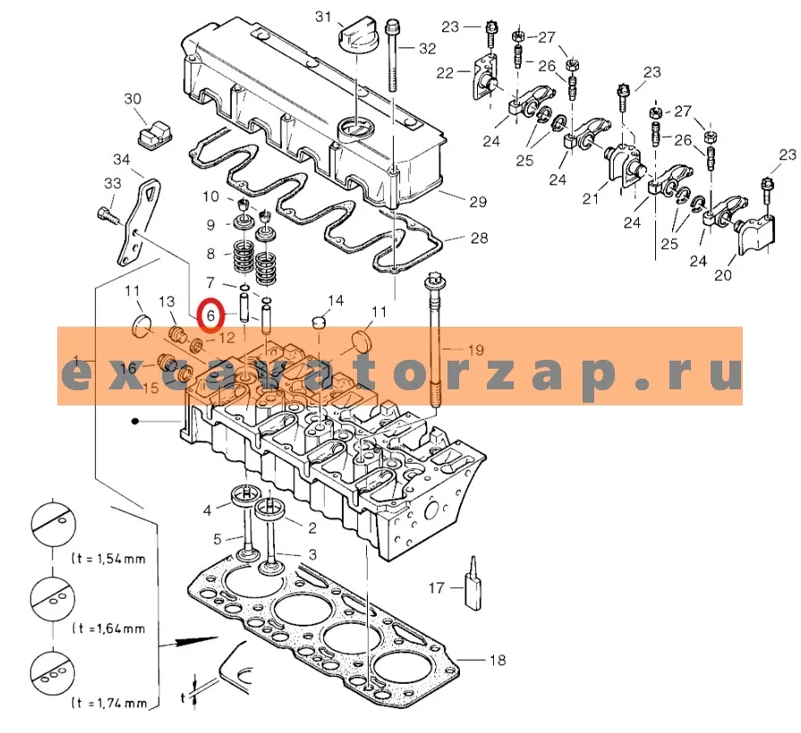 Втулка VOE20405897 (продается к-т 4шт.) направляющая клапана двигателя D5D экскаваторов VOLVO BL60, BL60B, BL61, BL61B, BL61PLUS, BL70, BL70B, BL71, BL71B, BL71PLUS, EC200D, EC210D, EC240B, EC240C, EC250D, EC290B, EC290C, EC300D, ECR305C