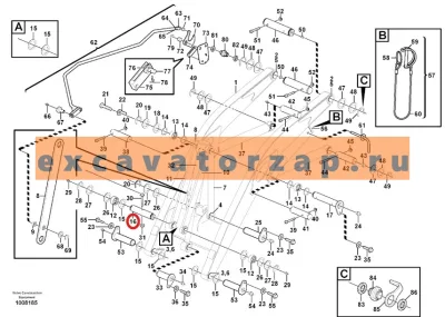Палец VOE11882932, аналог, SRP - Турция (крепление тяг ковша к переднему ковшу) экскаватора погрузчика VOLVO BL60, BL60B, BL61, BL61B, BL61PLUS, BL70, BL70B, BL71, BL71B, BL71PLUS