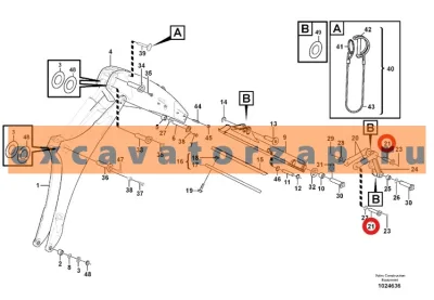 Палец VOE11882533, аналог, SRP - Турция (гидроцилиндр-трапеция ковша, с ригелем) экскаватора погрузчика VOLVO BL60B, BL61B, BL70B, BL71B