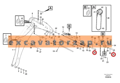 Палец VOE16231669, аналог, SRP - Турция (рукоять - ковш,  ковш - трапеция) экскаватора погрузчика VOVLO BL60, BL60B, BL61, BL61B, BL61PLUS, BL70, BL70B, BL71, BL71B, BL71PLUS
