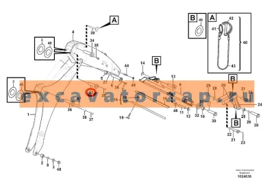 Палец VOE11882677, аналог, SRP - Турция (крепления штока гидроцилиндра рукояти) с ригелем экскаватора погрузчика VOVLO BL60, BL61, BL61PLUS, BL70, BL71, BL71PLUS