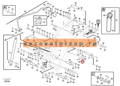 Палец VOE11888366, аналог, SRP - Турция  (гидроцилиндра подъема стрелы) экскаватора погрузчика VOLVO BL61, BL61PLUS, BL71, BL71PLUS