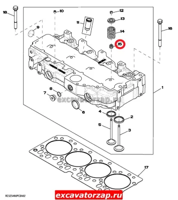 Маслосъемный колпачек RE31617 двигателя экскаватора погрузчика John Deere 315SK, 325J, 325K