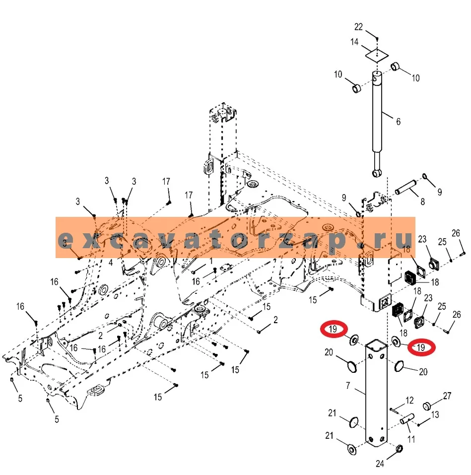 Накладка (уплотнение) аутригера (опоры, лапы) T319044 экскаватора погрузчика John Deere 315SK, 325SK