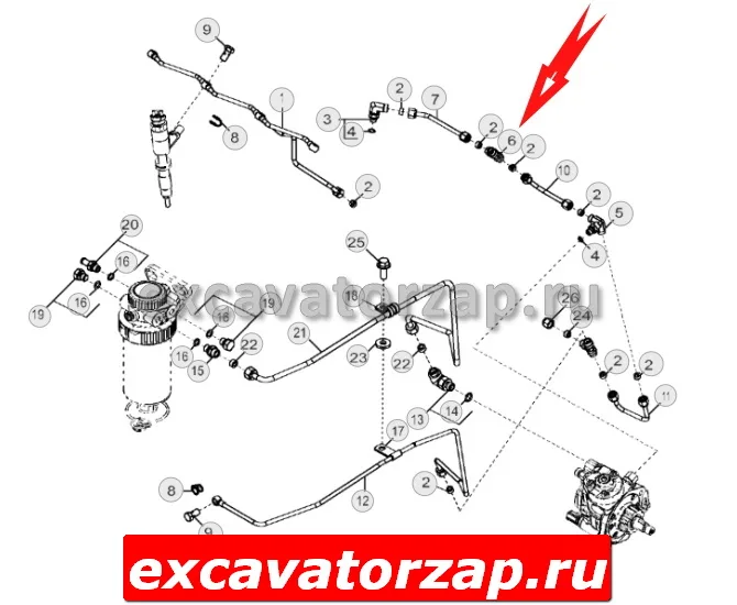 Тройник R97061 для топл. Трубок экскаватора погрузчика John deere 325