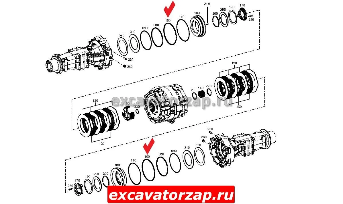 Уплотнение тормозного поршня T159402 экскаватора погрузчика John Deere 315SK, 325K, 325J