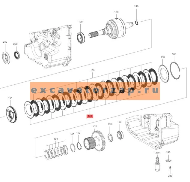 Диск фрикционный T158801 муфты КПП экскаватора погрузчика John Deere 315SK, 325J, 325K