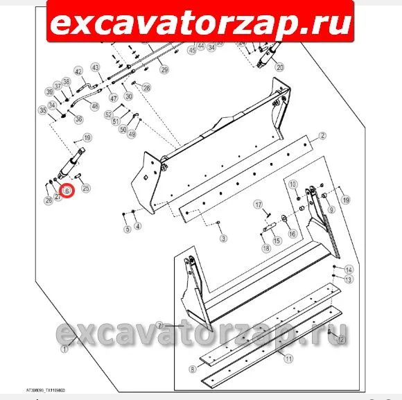 Втулка T166433 гидроцилиндра челюсти (нижняя) экскаватора погрузчика John Deere 315SK, 325J, 325K
