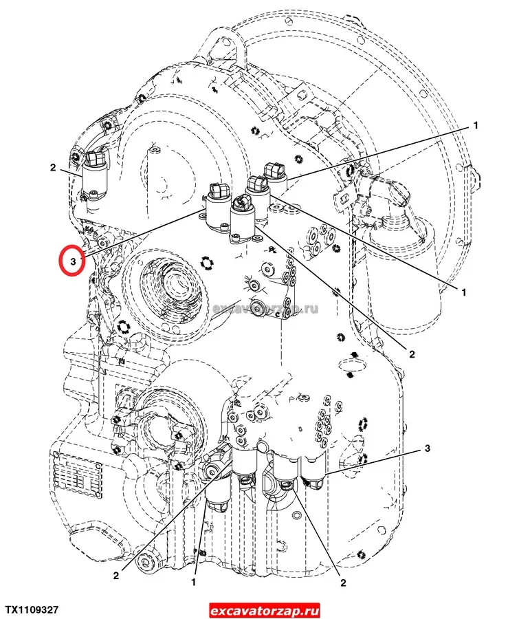 Датчик (соленоид, клапан) КПП AT310586 экскаватора погрузчика John Deere 315SK, 325J, 325K (ОРИГИНАЛ ZF)
