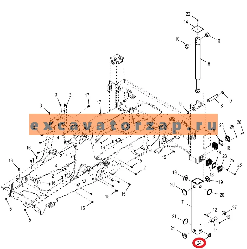 Накладка (уплотнение) аутригера (опоры, лапы) T262114 экскаватора погрузчика John Deere 315SK, 325SK