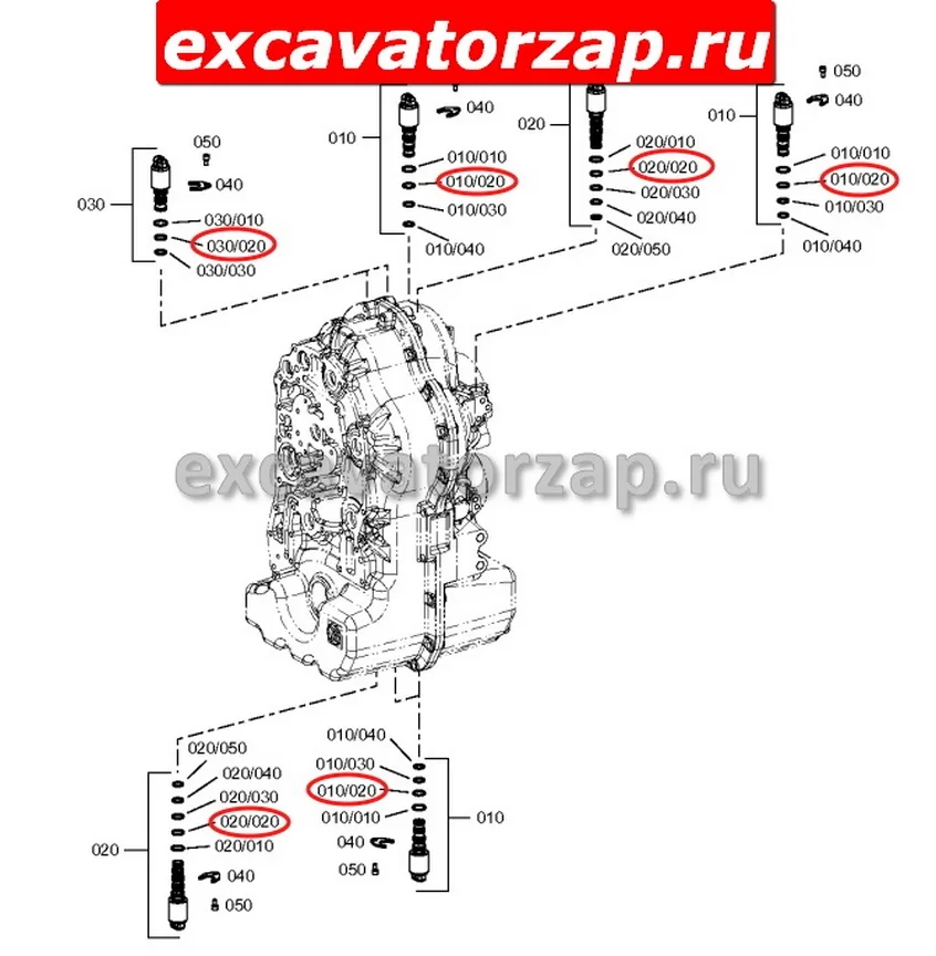 Кольцо R104555 соленоида КПП экскаватора погрузчика John Deere 325J, 325K