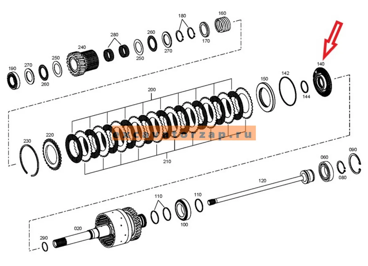 Поршень T229403 КПП экскаватора погрузчика John Deere 315SK, 325J, 325K