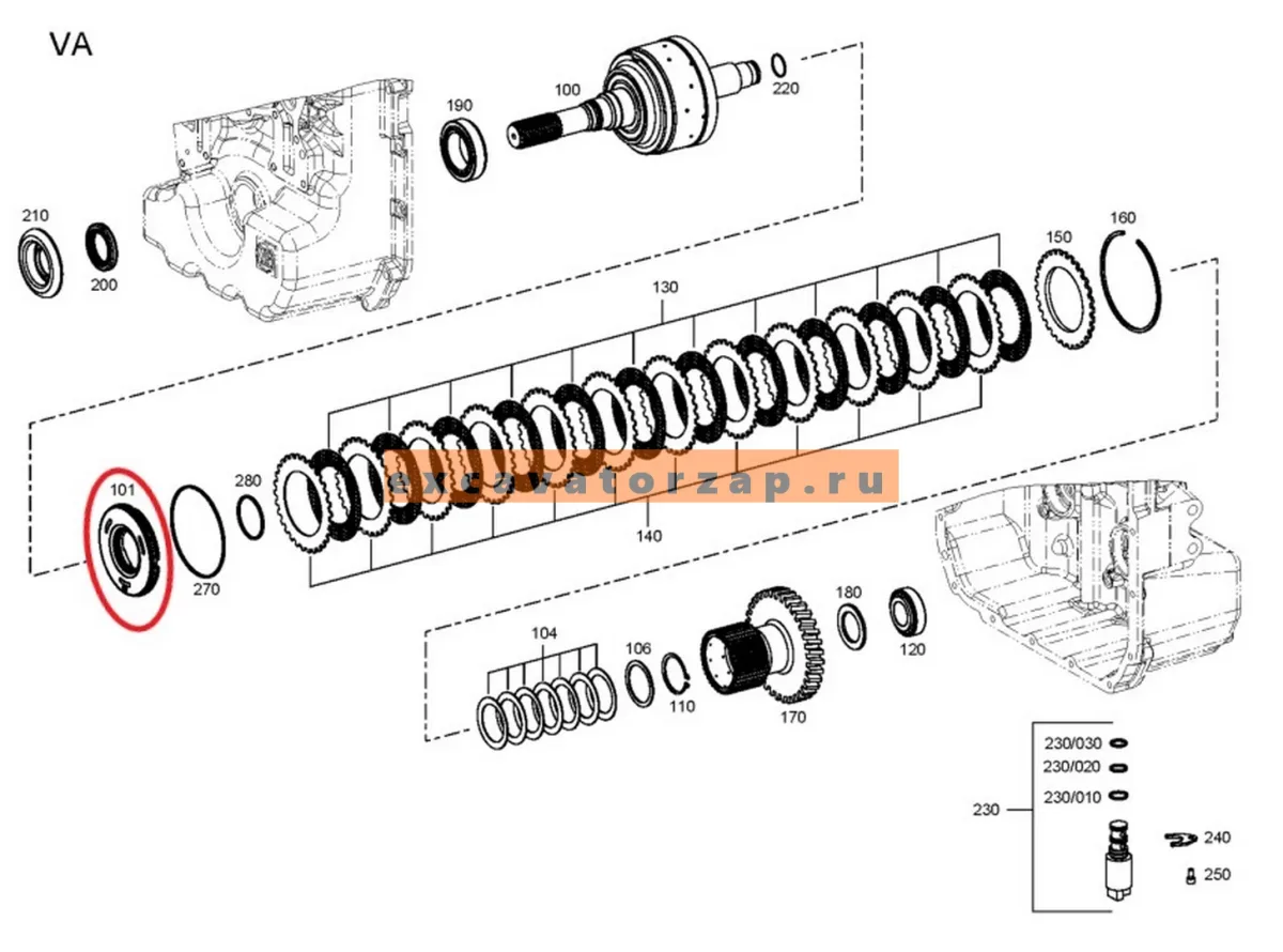 Поршень T193704 КПП экскаватора погрузчика John Deere 315SK, 325J, 325K