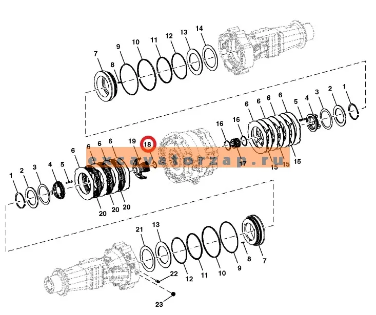 Кольцо стопорное T228911 заднего моста экскаватора погрузчика John Deere 325J, 325K