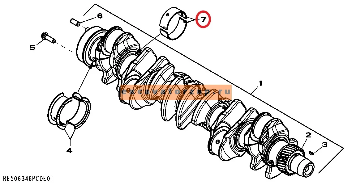 Вкладыши коренные RE65165 (пара) двигателя экскаватора погрузчика John Deere 315SK, 325J, 325K