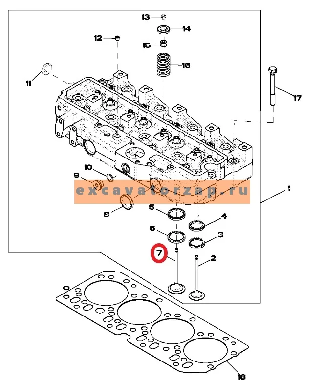 Клапан впускной R98062 двигателя экскаватора погрузчика John Deere 315SK, 325J, 325K