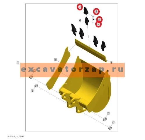 Коронка ковша TK225FD экскаватора погрузчика John Deere 315SK, 325J, 325K (в комплекте со стопорами)