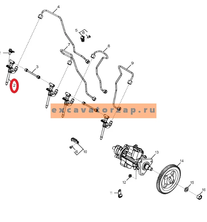 Форсунка RE44508 топливная двигателя экскаватора погрузчика John Deere 315SK, 325J, 325K