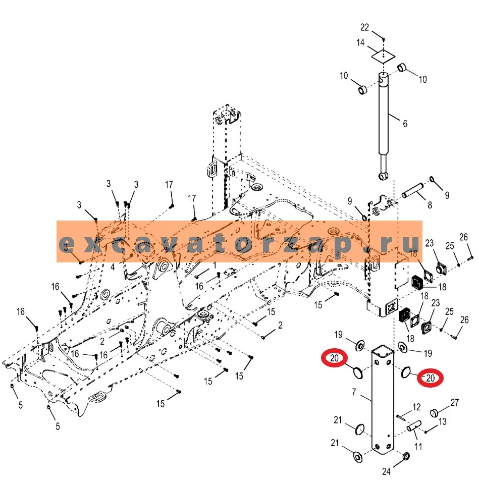 Накладка (уплотнение) аутригера (опоры, лапы) T319046 экскаватора погрузчика John Deere 315SK, 325SK