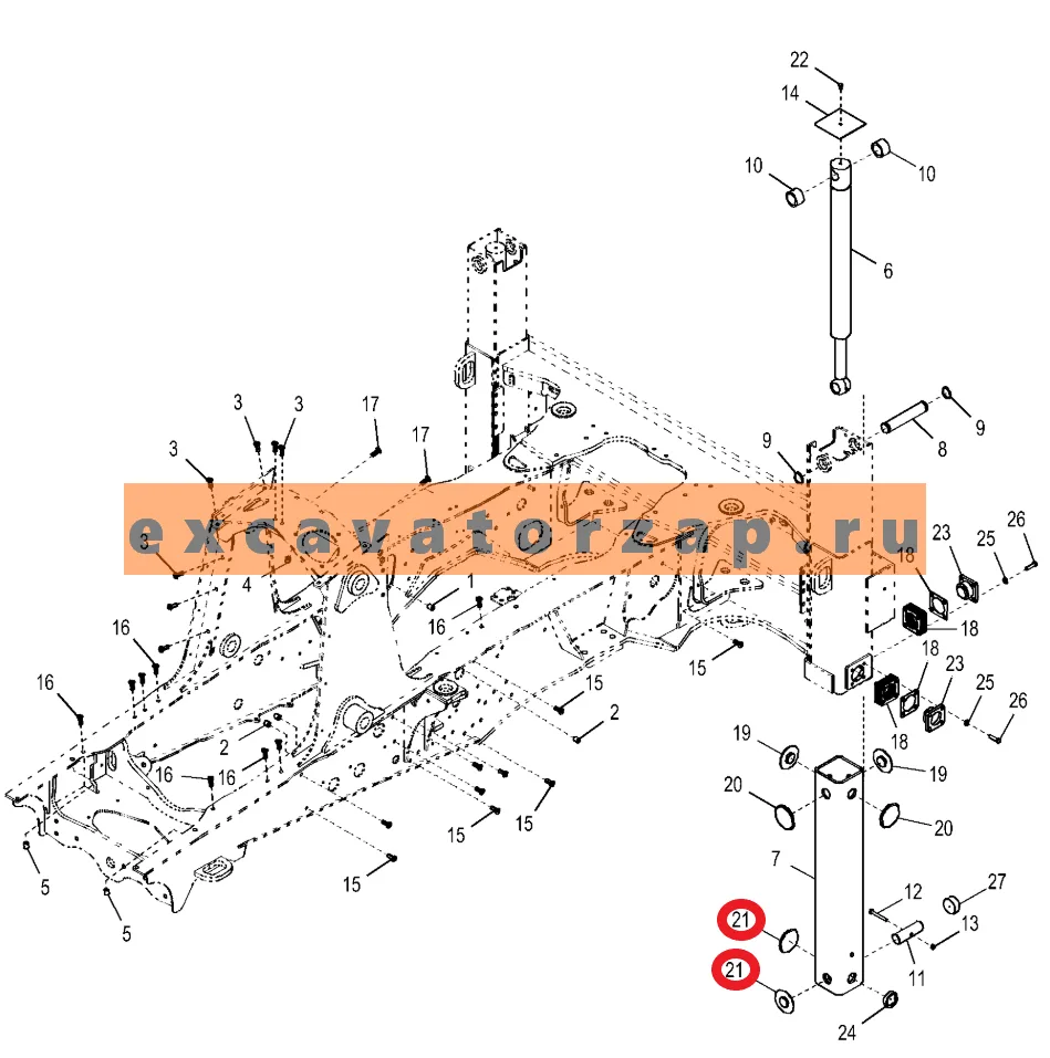Накладка (уплотнение) аутригера (опоры, лапы) T319043 экскаватора погрузчика John Deere 315SK, 325SK