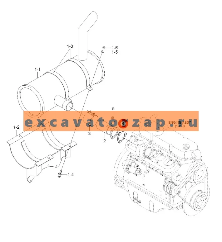 Прокладка (турбонагнетатель-патрубок выпуска ОГ) экскаватора HYUNDAI 11EE-31040