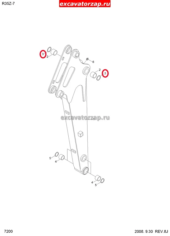Уплотнение (пыльник) S700-045104 пальца экскаватора Hyundai R35Z-9, R55W-7