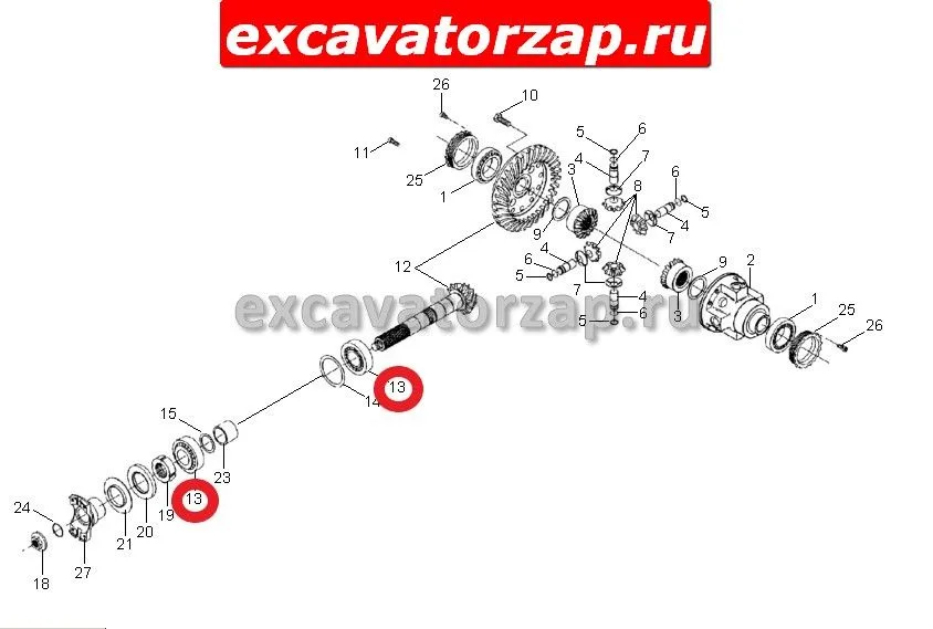 Подшипник ZTAM-00027 заднего моста экскаватора Hyundai R140W-7
