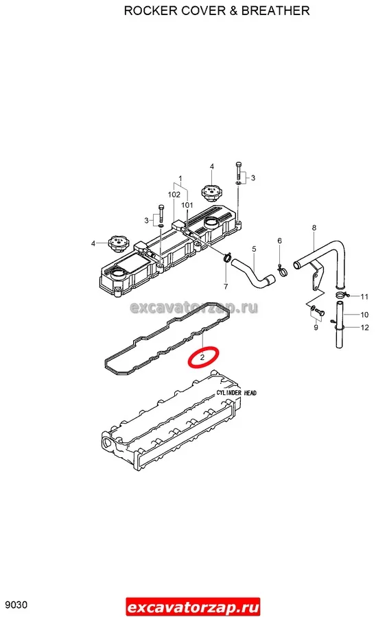 Прокладка клапанной крышки 32B04-03200, XJAF-00590 экскаватора Hyundai