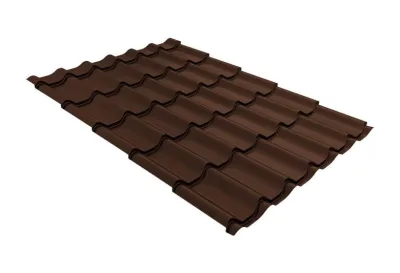 Металлочерепица Grand Line "Классик" ("Classic") Rooftop Бархат RR 32 темно-коричневый