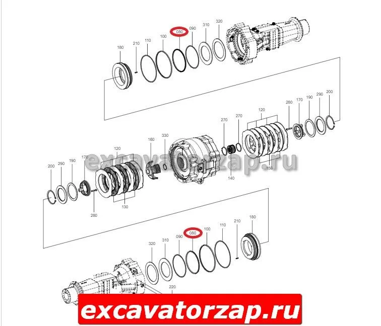 Уплотнение тормозного поршня ZGAQ-03443 экскаватора погрузчика Hyundai H940S