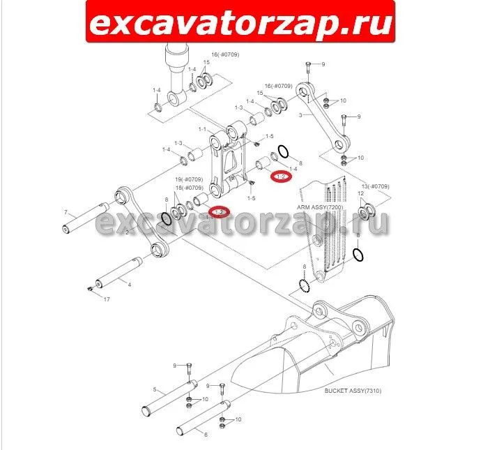 Втулка X124-802100 экскаватора Hyundai R200, R210, R220 (трапеция - щека)