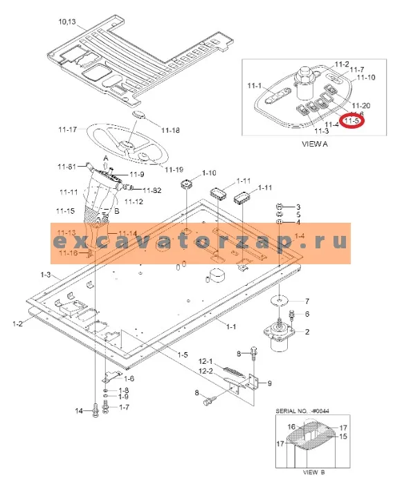 Переключатель (кнопка) 21N4-01230 блокировки моста экскаватора HYUNDAI R140W7, R140W7A, R170W7, R170W7A, R200W7, R200W7A, R55W-9, R55W7, R55W7A