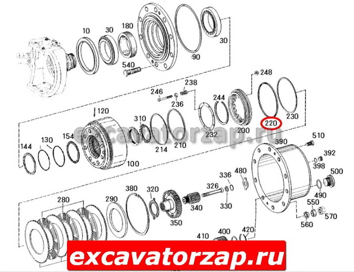 Уплотнение тормозного поршня 0734.317.181, 0734317181, 0734-317-181 моста экскаватора Hyundai