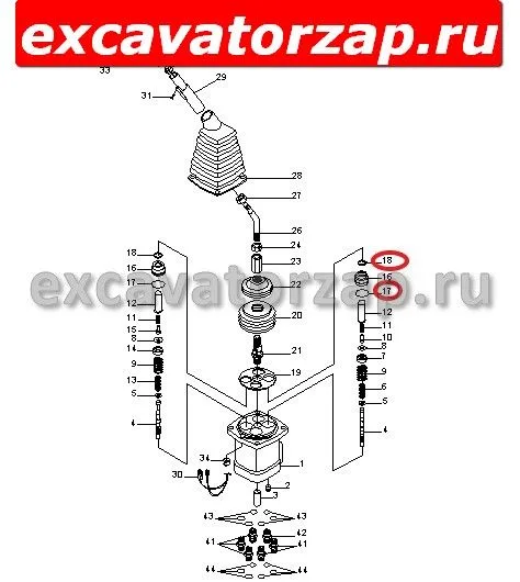 Ремкомплект джойстика XKAY-01431 (XKAY-01424, XKAY-00785) экскаватора Hyundai