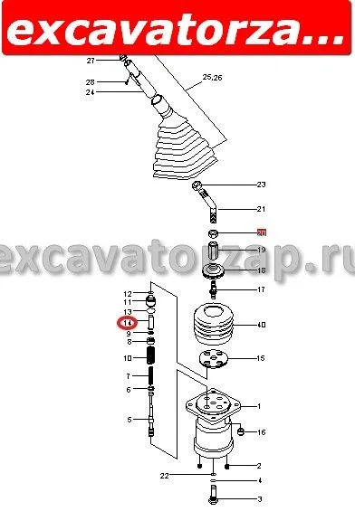 Шток XKAY-00780 джойстика (блока управления) экскаватора Hyundai