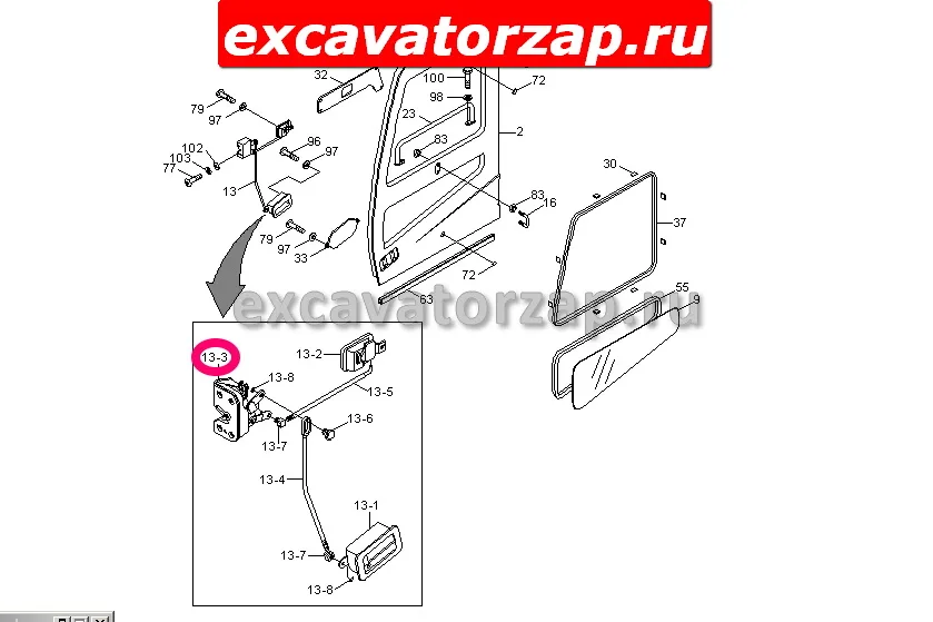 Замок дверной 71N6-03410 экскаватора Hyundai