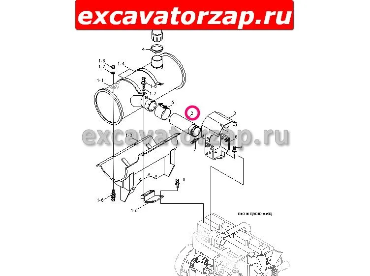 Соединение (переходник) 11N4-30030 (глушитель - турбина) экскаватора Hyundai  R140W-7