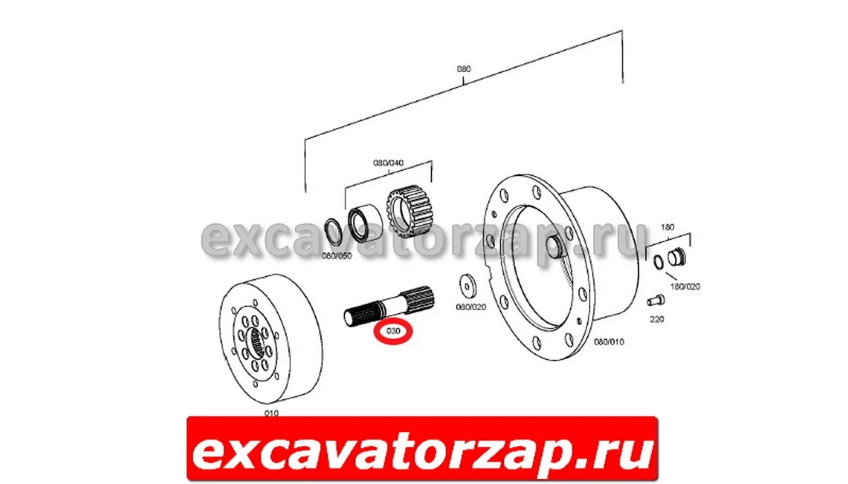 Полуось 4475.305.631. 4475-305-631, 4475305631 экскаватора погрузчика Hyundai H940S