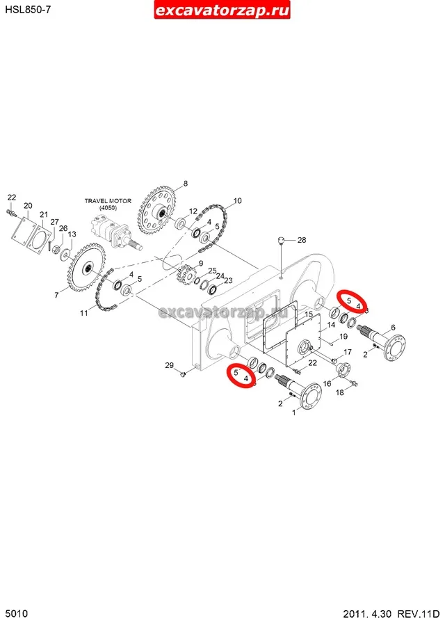 Подшипник 81S5-20051, 81S5-20061 полуоси погрузчика Hyundai HSL850