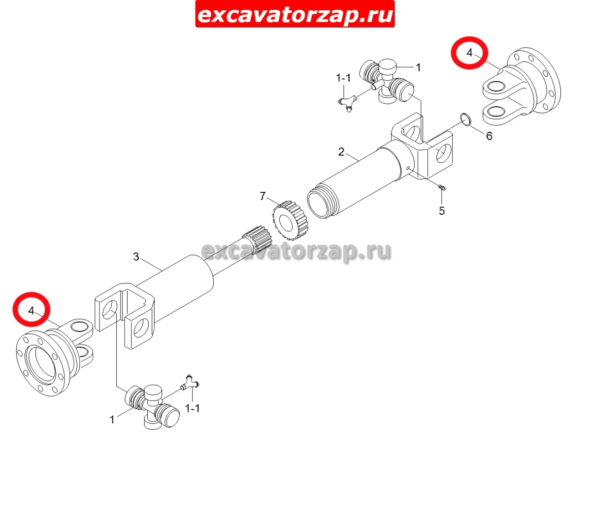 Фланец 600-170 карданного вала экскаватора Hyundai R140W, R170W, R180W, R200W, R210W