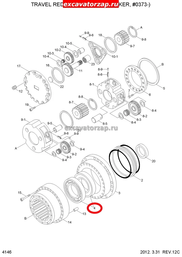 Подшипник XKAQ-00175 редуктора хода экскаватора HYUNDAI R250LC7, R250LC7A, R250LC9, R250LC9A, R260LC9S, R290LC7, R290LC7A, R290LC7H, R290LC9, R290LC9MH, R300LC7, R300LC9A, R300LC9S, R300LC9SH, R305LC7, R320LC7, R320LC7A, R320LC9, R330LC-9A, R330LC9S, R330