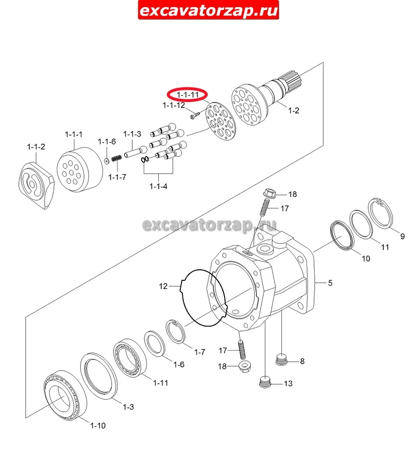 Прижимная пластина XJDD-00241 гидромотора хода (КПП) экскаватора Hyundai R140W
