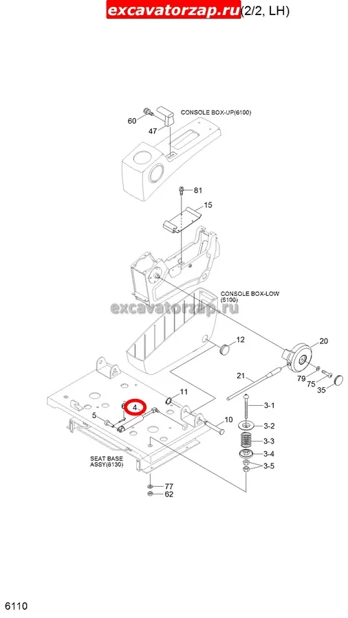 Амортизатор (газовая пружина) 71N6-20040 (для сиденья и на панель блокировки гидравлики) экскаватора Hyundai R140W, R170W, R200W