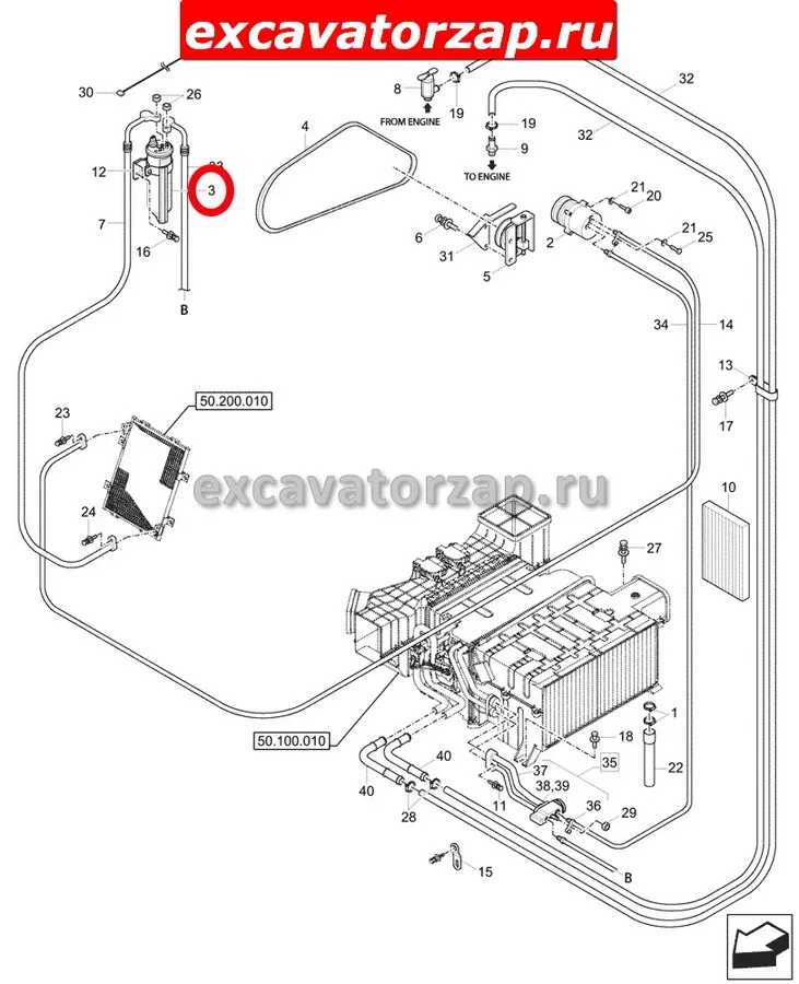 Осушитель (ресивер)  11N6-90060 кондиционера экскаватора HYUNDAI R140, R170, R180 …
