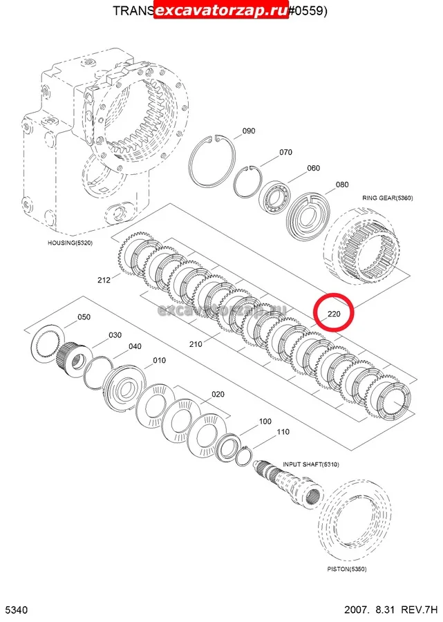 Диск фрикционный ZGAQ-00986 КПП экскаватора Hyundai R170, R180, R200, R210