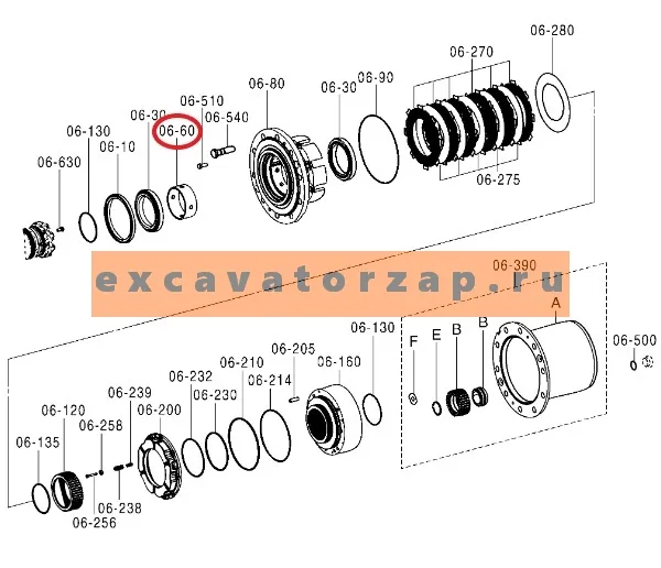 Втулка ступицы ZGAQ-02206 экскаватора HYUNDAI R160W9A, R170W7, R170W7A, R170W9, R170W9S, R180W9A, R180W9S