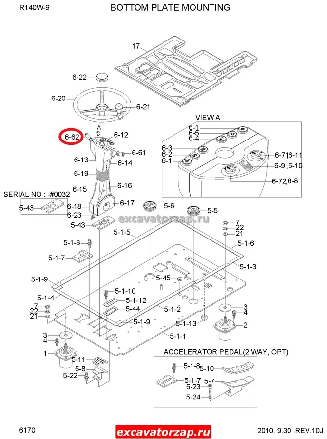 Подрулевой переключатель КПП ZTAZ-00073 экскаватора HYUNDAI R140W-9, R170W-9, R180W-9, R210W-9